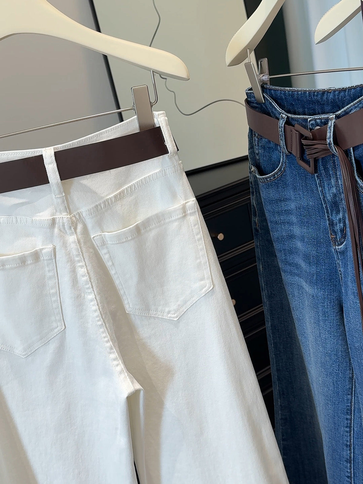 Quality Denim Wide-Leg Pants for Women2025New Autumn Casual High-Waisted Loose Flared Slimming Straight Pants