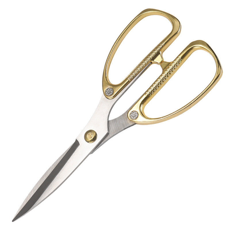 Golden Steel Scissors Stainless Steel Scissors Household Alloy Strong Kitchen Chicken Bone Scissors Special Large Scissors Cloth Cutting Small Scissors