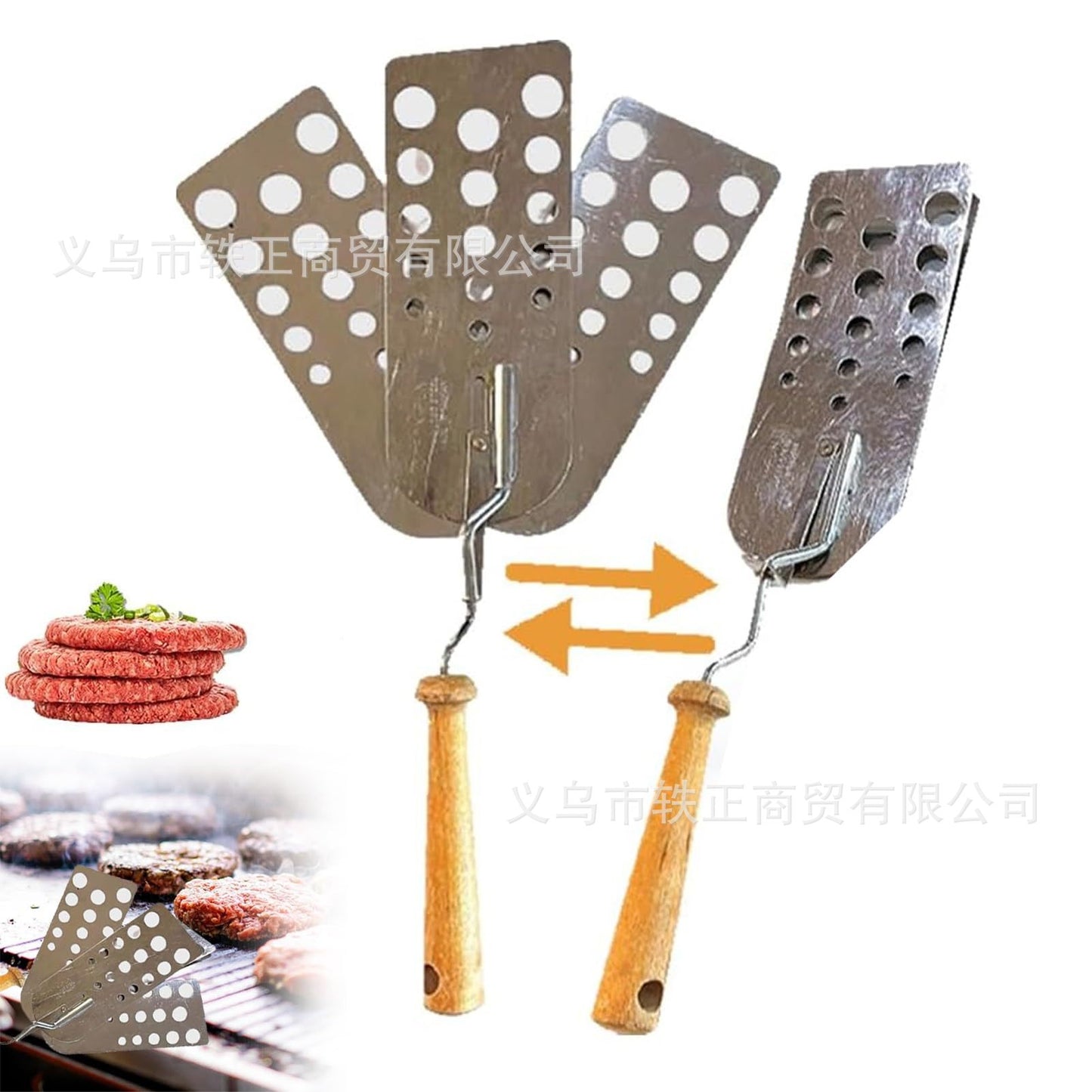 Cross-Border New Products Creative Hot Meat Patty Spatula Creative Hot Meat Patty Spatula One Click Three Transformations