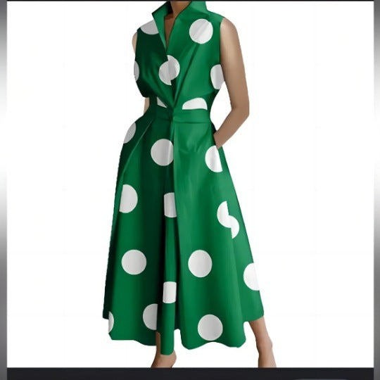 Cross-border New Style Foreign Trade Medieval Retro Plus Size Fashion POLO Loose Collar Wide Hem Women's Dress Wholesale