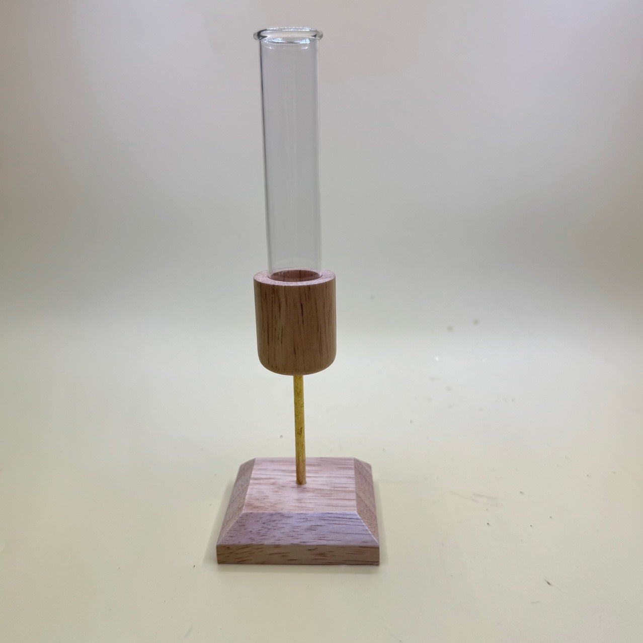 Creative Home Desktop Ornament Wooden Vase Test Tube Transparent Glass Hydroponic Plant Flower Arranger Simple Country Style