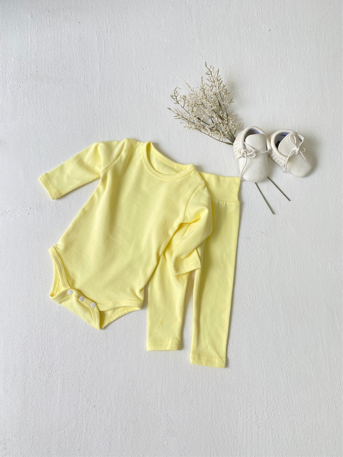 Baby Romper Spring and Autumn a High-Waist Belly Protection Pants Set Baby Spring and Autumn Triangle Romper Bodysuit Jumpsuit