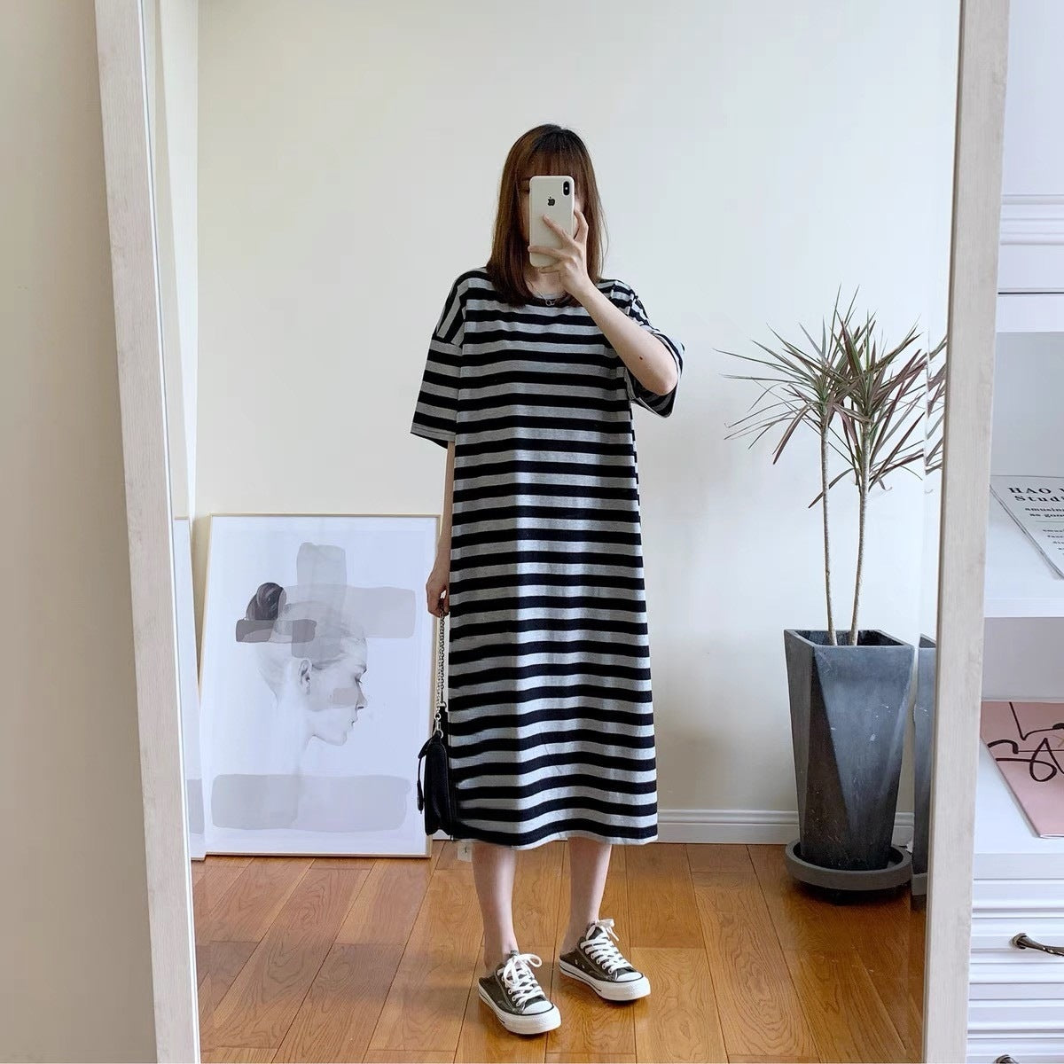 Couple Summer New Pajamas Women's Short Sleeve Imitation Cotton Nightdress Korean Style Wearable Men's Homewear Striped Set
