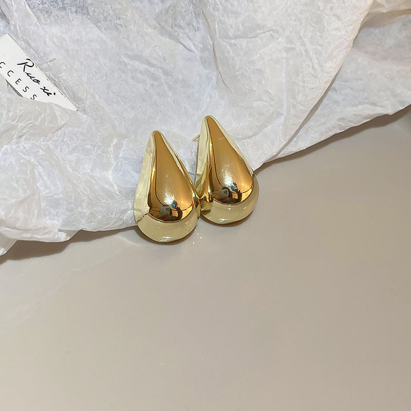 Silver Needle Metal Earrings High-end Simple Stud Earrings Fashion Versatile Light Luxury Unique Niche Earrings Yiwu Wholesale