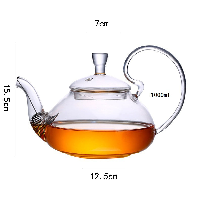 Glass Teapot High Temperature Resistant Thickened Filter Tea Brewing Teapot Household Heatable Fruit Flower Teapot Tea Set