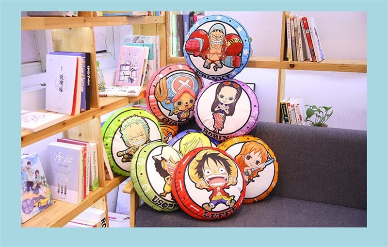 New One Piece Round Pillow Anime Merchandise Luffy Chopper One Piece Double-Sided Print Nap Cushion In Stock