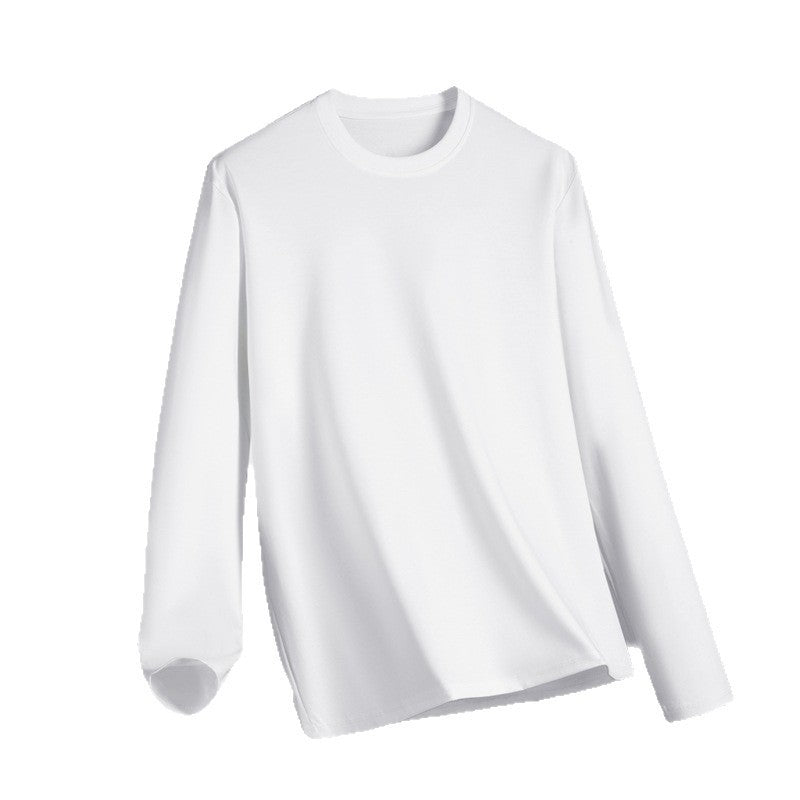 Pure Cotton Liquid Ammonia Triple Protection Long Sleeve t Men's T-shirt2025Autumn Unisex Crew Neck Pullover Solid Color Basic T-Shirt