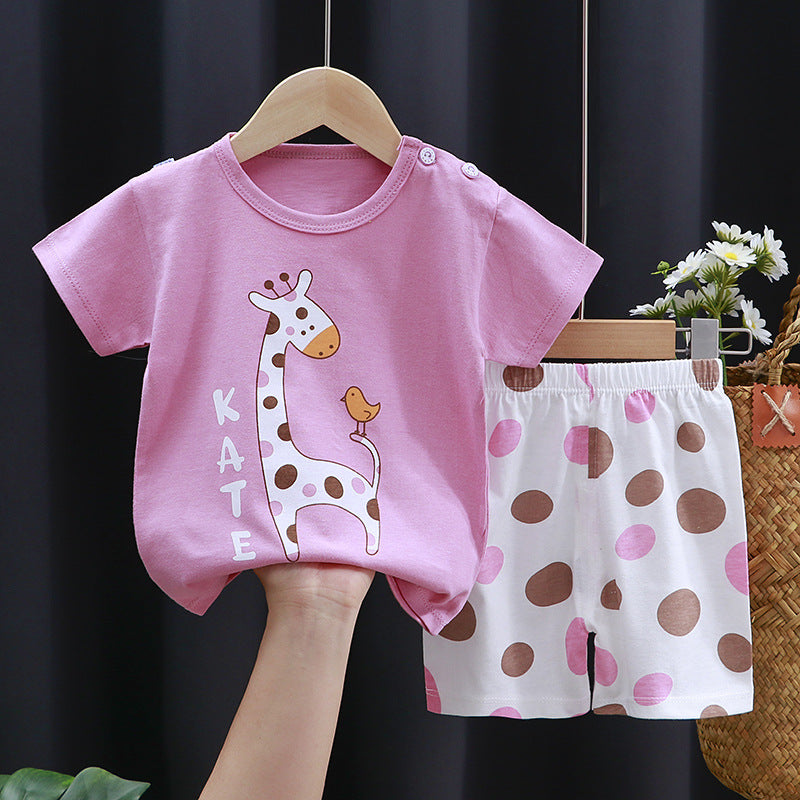 Children's Summer Short Sleeve Set a Cotton-like Boys' and Girls' Clothing t T-shirt Baby Summer Clothing2025Children's Clothing