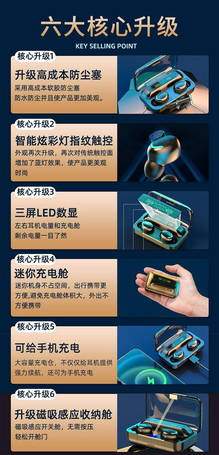 True Wireless Bluetooth Earbuds Dual Ear Noise Cancelling Low Latency In-Ear Sports Running Music Gaming E-Sports Long Battery Life