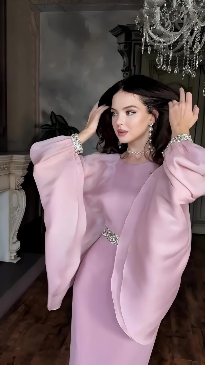 2025New AliExpress Amazon Dubai Spring Summer Solid Color Beaded Crystal Chain Satin Fashion Dress for Women