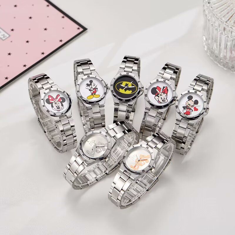 Cross-border Steel Band Mickey Mouse Waterproof Quartz Watch for Primary and Secondary School Students