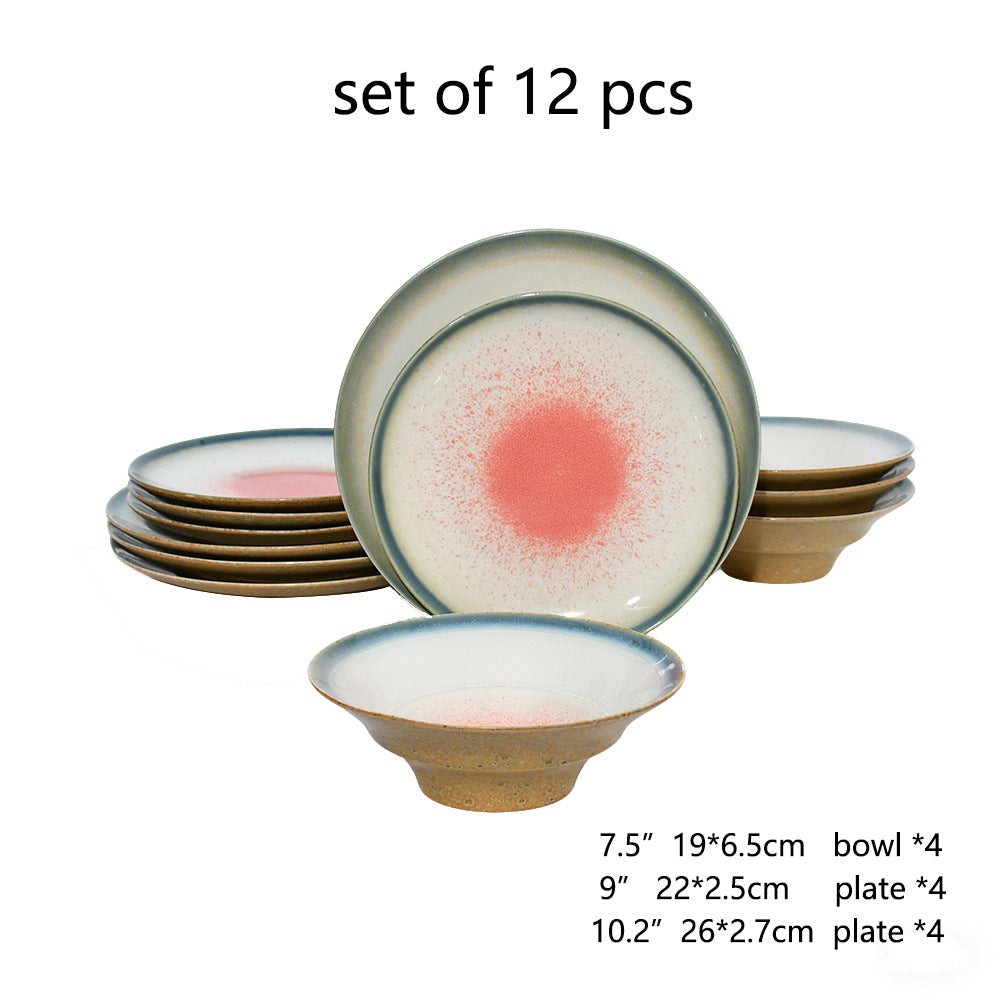 ceramic black plates bowl dinnerware Set of 4 set of 16Set