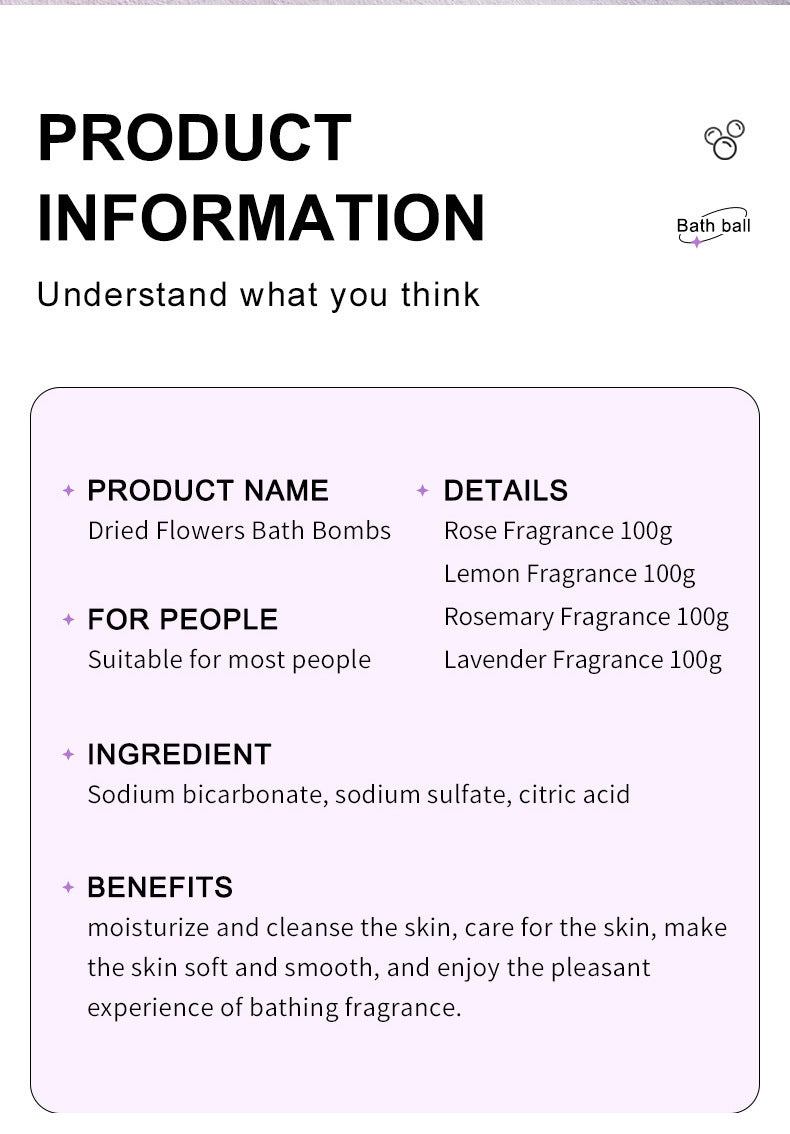 ZHENXIU Dried Flower Explosive Bath Salt Ball Gentle Moisturizing Exfoliating Long-lasting Fragrance Bath Ball Cross-border Trade
