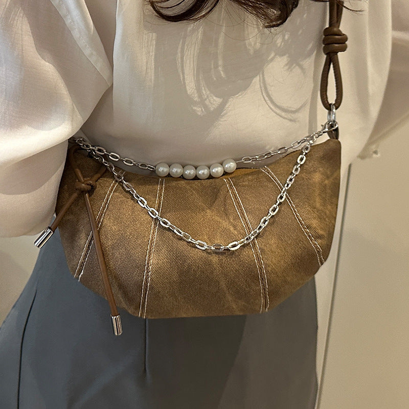 French Niche Ox Horn Bag for Women Shoulder Bag2025New Fashion Dumpling Bag Versatile Simple Crossbody Bag Export