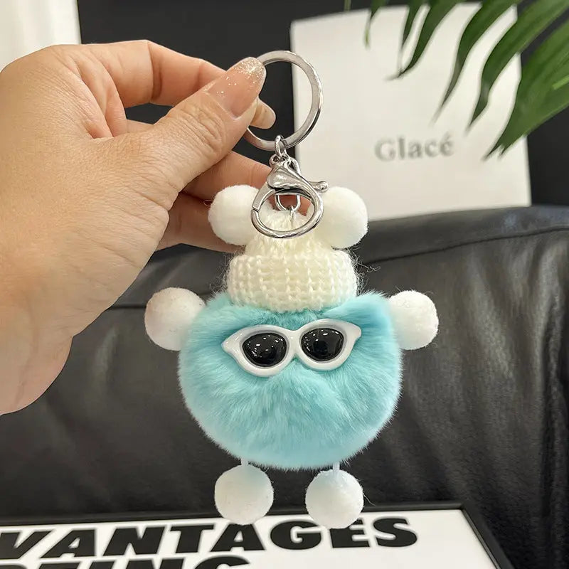 Rex Rabbit Fur Small Coal Ball Keychain Small Pendant Big Eyed Cartoon Plush Backpack Pendant High-end Small Gift http://detail.1688.com/offer/969101839202.html