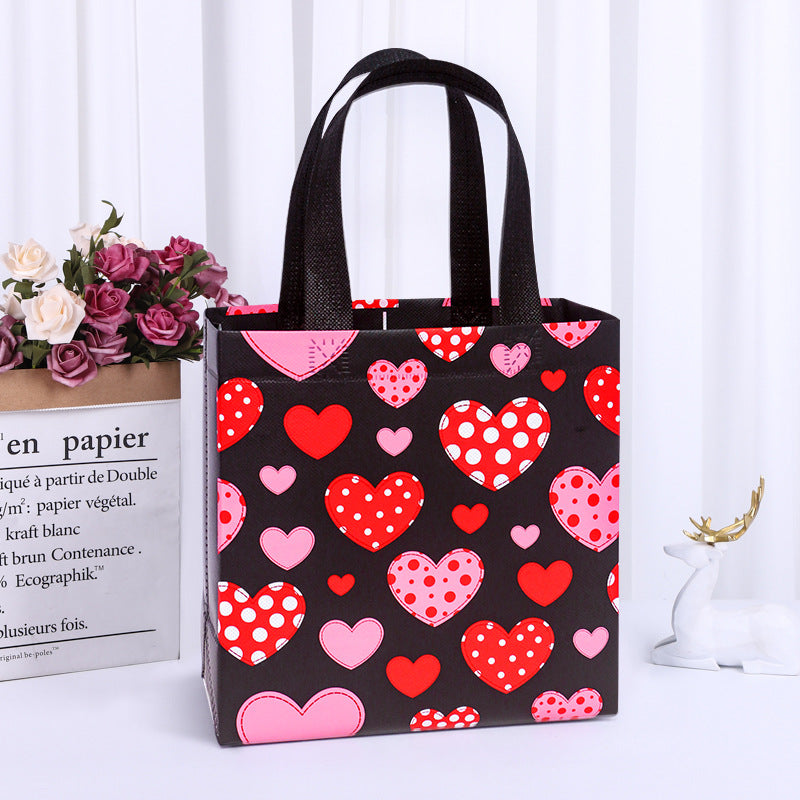Valentine's Day Gift Bag Advertising Shopping Bag Laminated Waterproof Handbag Color Printing LOGO Versatile Wholesale Non-Woven Bags