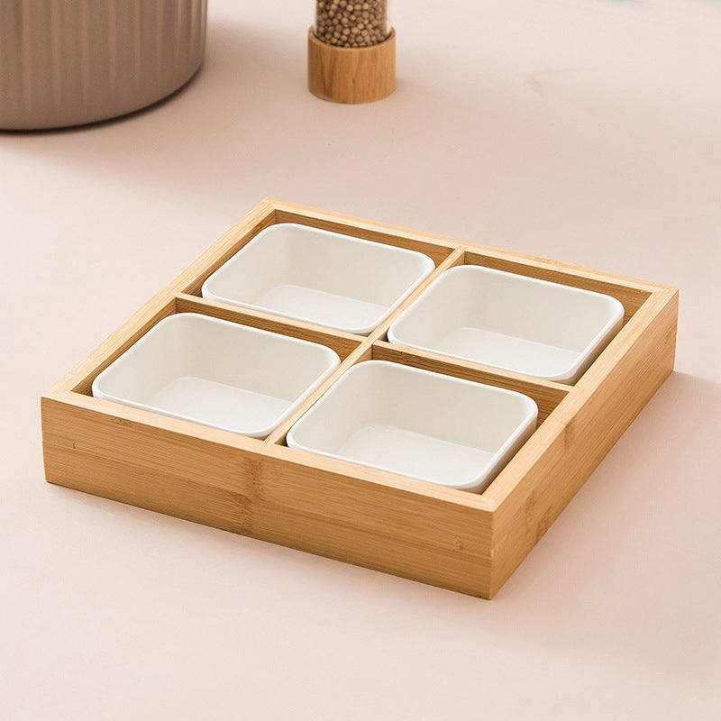 New Style Tea Brewing Tray with Four, Six, and Nine Grids for Fruit and Snacks, Bamboo Wooden Tray for Dried Fruits
