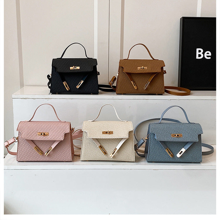 Bag2024New Fashion Small Square Bag Texture PU Handbag Retro Simple Shoulder Bag Trendy Versatile Crossbody