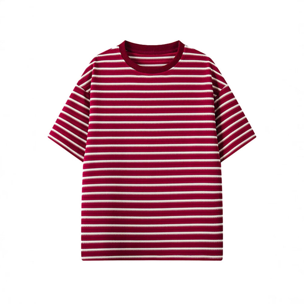American striped short sleeve t Men's Summer Trendy Neck Loose Cotton
