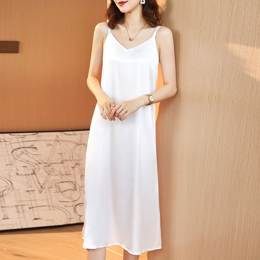 Lace Strap Dress Vest for Women, Inner Wear and Outer Wear, Spring and Summer New Loose Plus Size Silk Satin Collar Sleeveless
