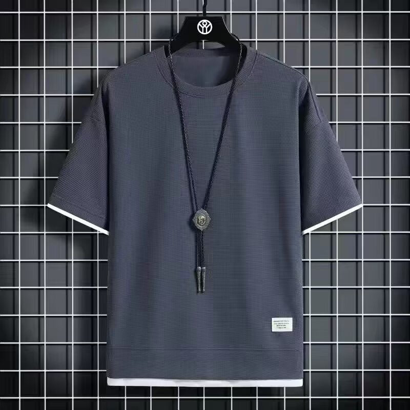 Chaolun Men's Short Sleeve Shirt t Summer Trendy Thin Breathable Shirt T Loose Waffle Short Sleeve Shirt
