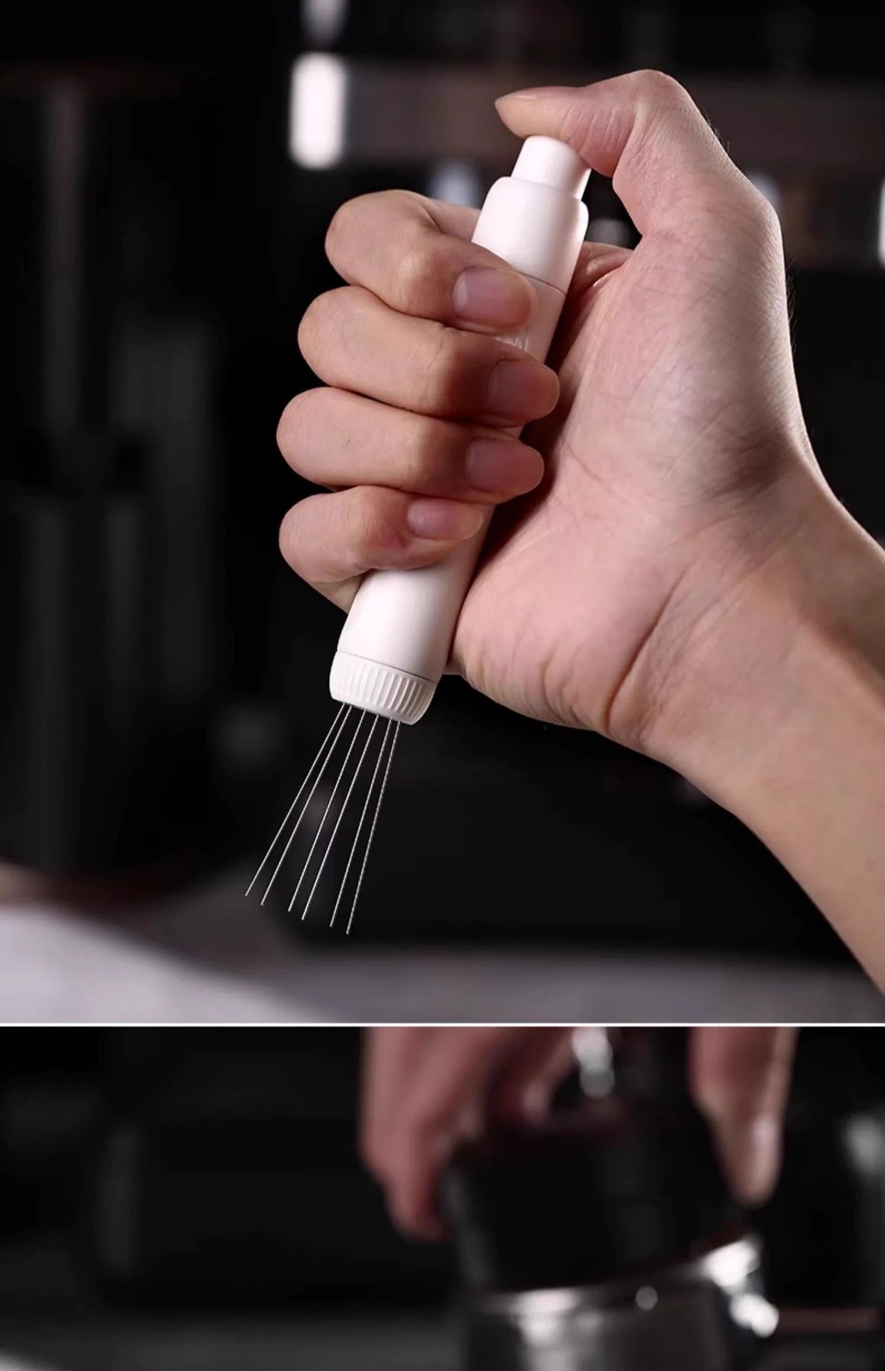 Bincoo Telescopic Magnetic Stainless Steel Powder Needle Coffee Powder Needle Evenly Stirring and Breaking Clumps Black