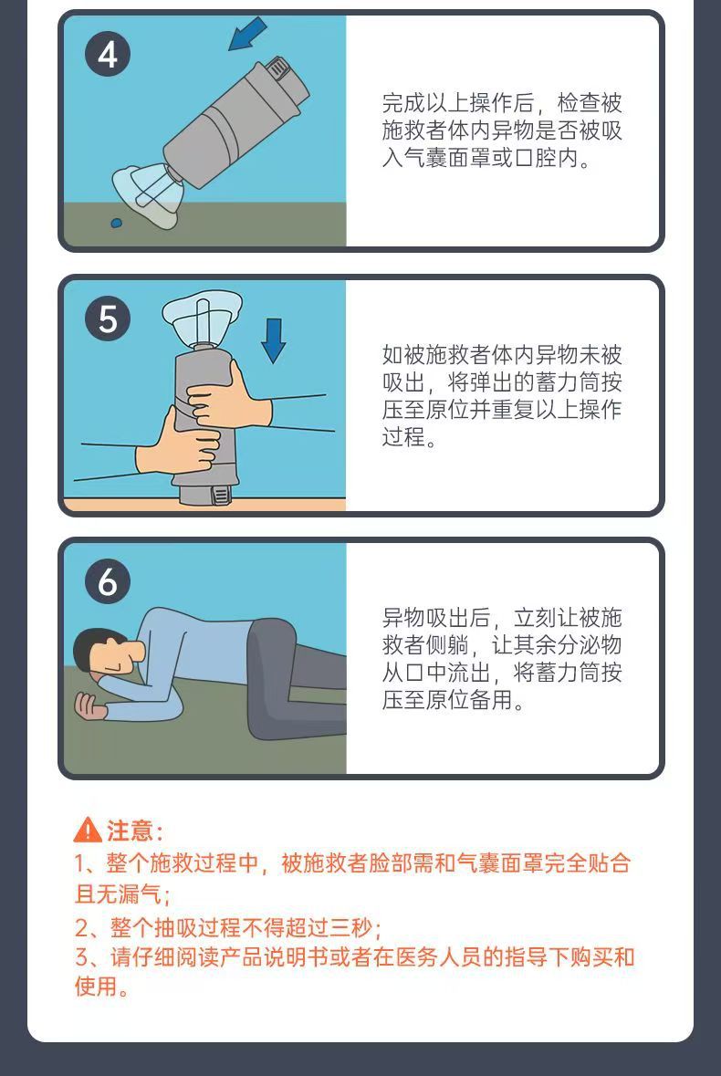 Heimlich Emergency Device Artifact Fully Automatic Anti-Choke Device Portable Throat Negative Pressure Aspirator for Children Stuck Throat