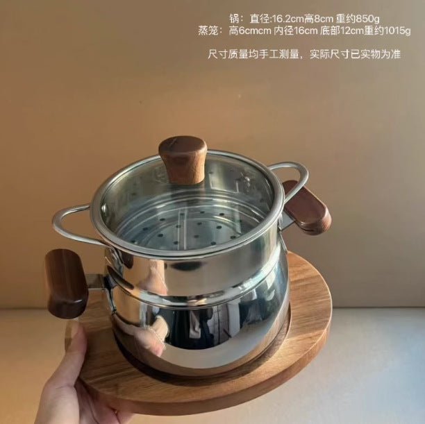 For one person316Stainless Steel Baby Food Supplement Pot Small Milk Pot Household Baby Steaming and Cooking Integrated Soup Pot Steamer