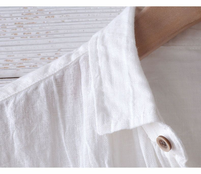 Japanese Retro Linen Short Sleeve Shirt Men's Summer Casual Thin Breathable Loose Half Sleeve Cotton Linen Shirt