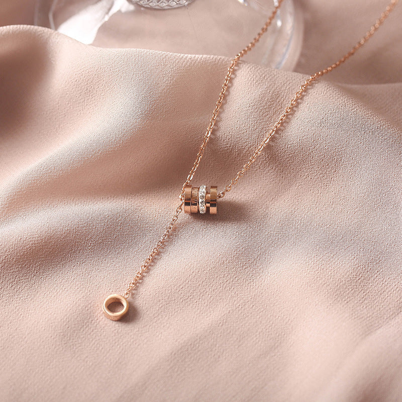 18K Real Gold Plated Moon Heart Pendant Necklace Simple Versatile Elegant Collarbone Chain Light Luxury High-End Necklace