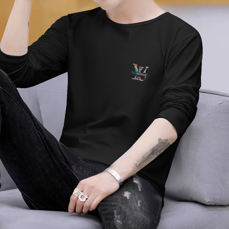 Manufacturer Wholesale Men's Long Sleeve Printed Versatile Trendy New Spring and Autumn Casual Fashion Round Neck Long Sleeve T-Shirt