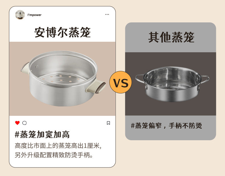 Anbol Old-Fashioned Rice Cooker Household Steaming and Cooking Integrated Electric Steamer Large Capacity Dormitory Multi-Functional Rice Cooker Steamer