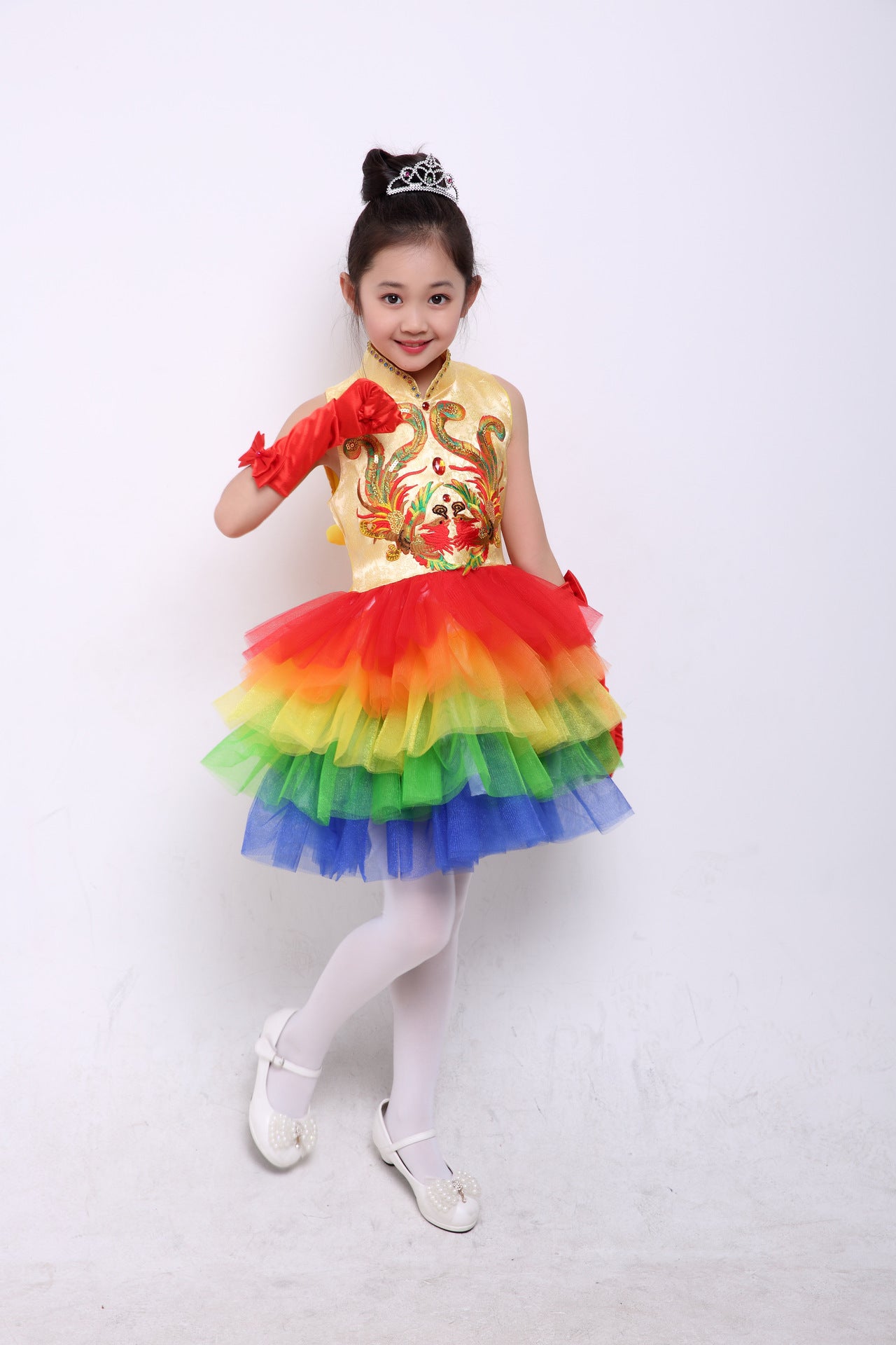 Children's Performance Costumes for Boys and Girls Chinese Style Primary and Secondary School Students Chorus Costumes Princess Dress Puffy Skirt Long Pants Performance Costumes