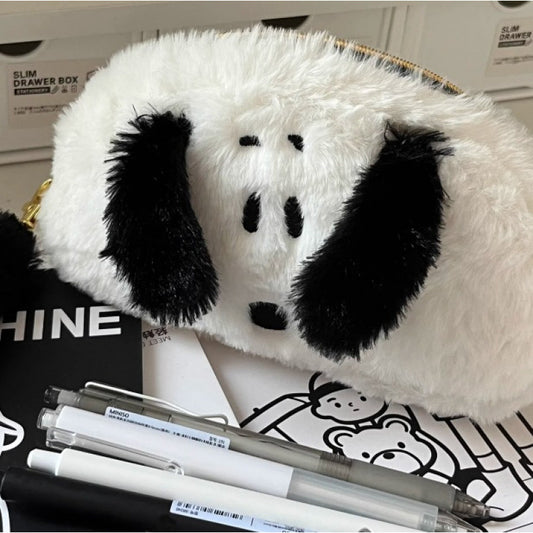 Student Stationery Bag Cream Color Junior High School Trendy Cute Korean Version White High-Value Pencil Case Plush Girly Canvas Free Shipping