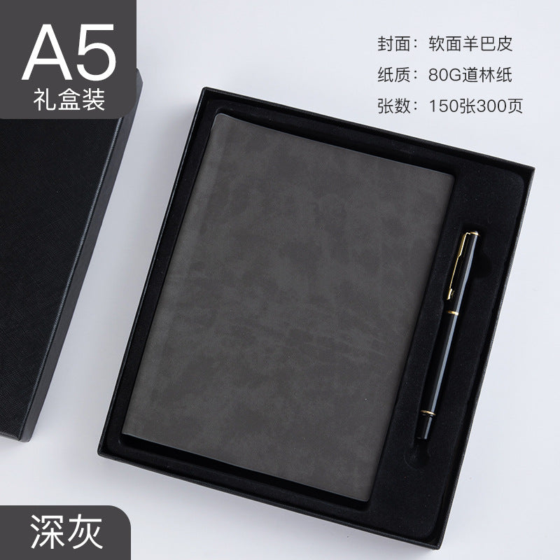 Custom Side Pen Slot Notebook logo Thickened Sheepskin Leather Notebook A5/A6Minimalist Business Journal