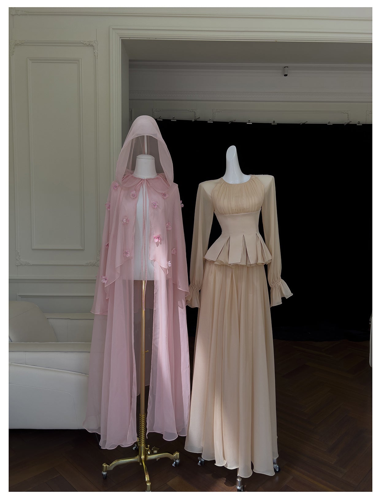 Yige Lila2025Early Autumn New Apricot Waist-Cinching Long Sleeve Coat Paired with Long Skirt 71443+51361