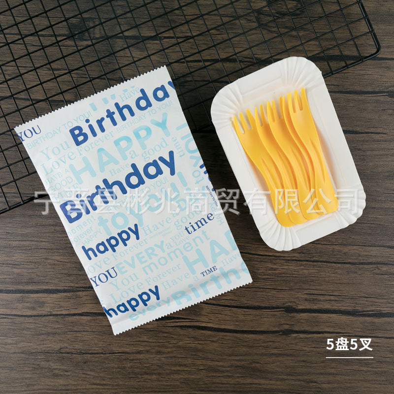 Birthday Cake Cutlery Set Bakery Disposable Cutlery Plates Food Grade Cake Shop Plastic Tableware