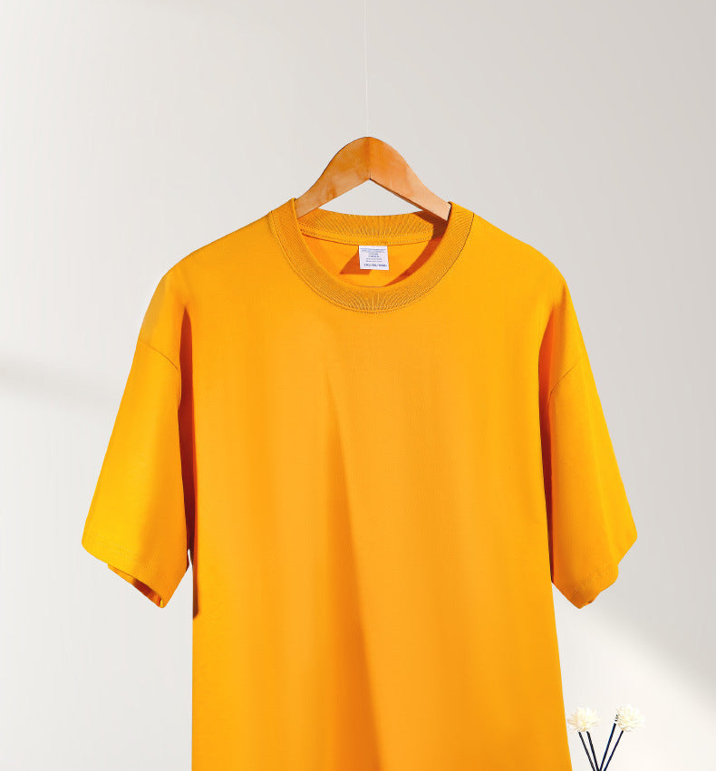 Dark Purple400g Heavyweight Pure Cotton Short Sleeve Unisex t Solid Color Thick Non-See-Through Versatile Loose Half-Sleeve Base Shirt