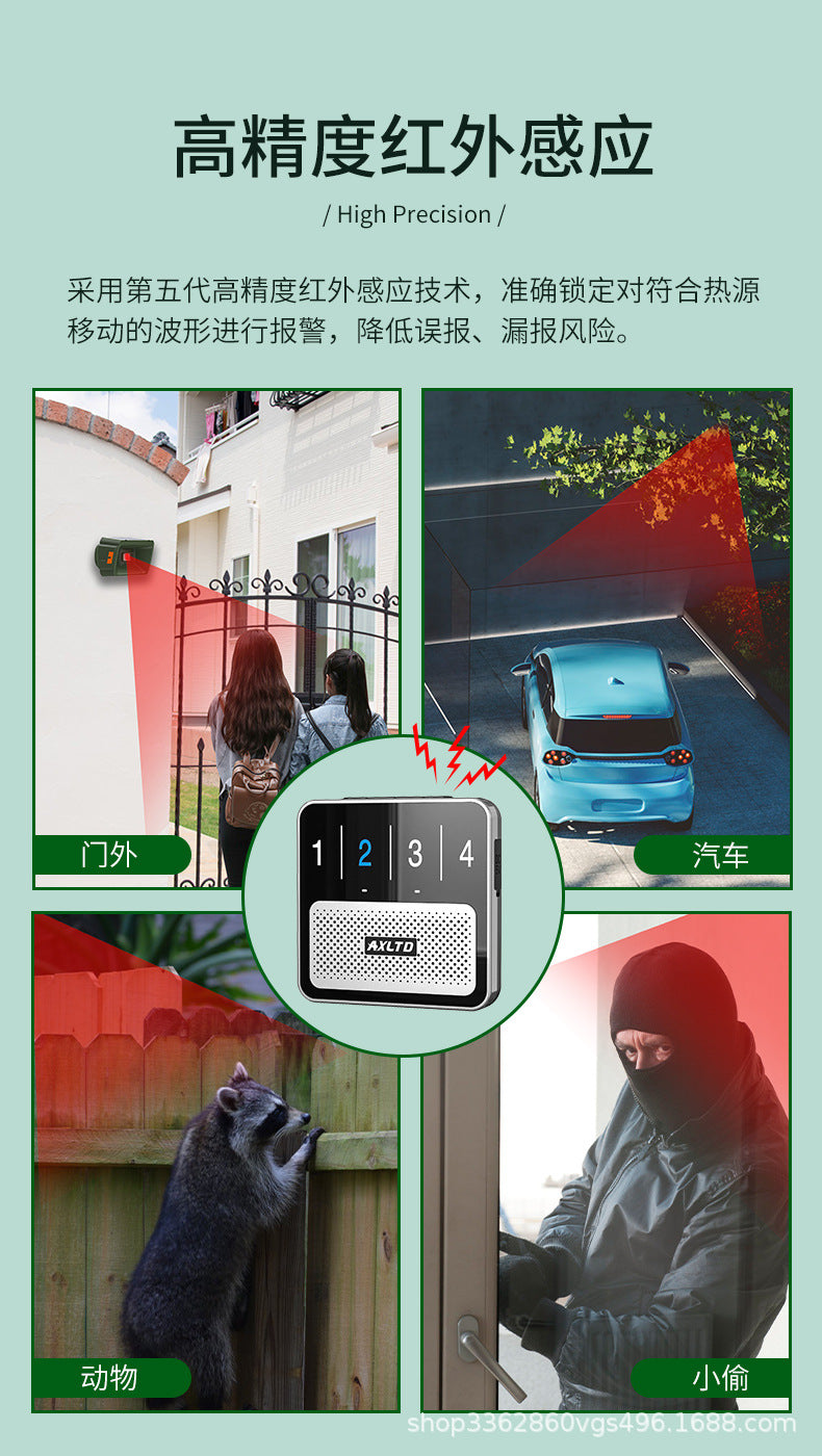 Cross-Border Solar Outdoor Infrared Driveway Alarm Fish Pond Orchard Anti-Theft Sensor Wireless Outdoor Alarm