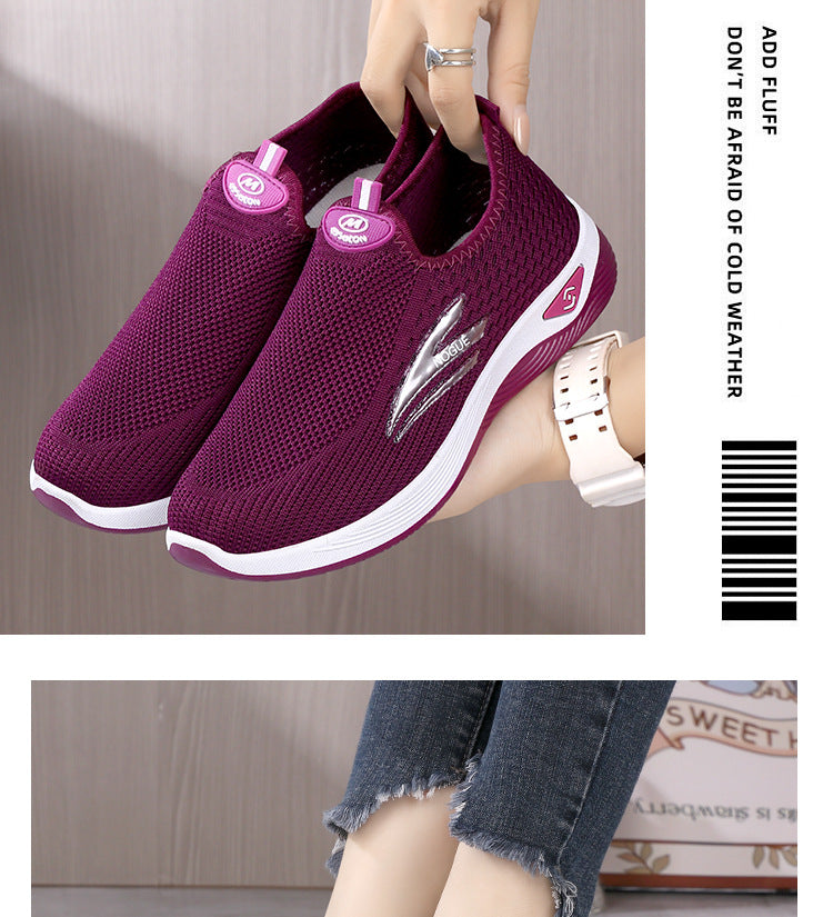 Old Beijing Cloth Shoes for Men, Slip-On Woven Surface Walking Shoes, Elderly Shoes, Non-Slip Soft Sole Casual Sports Shoes