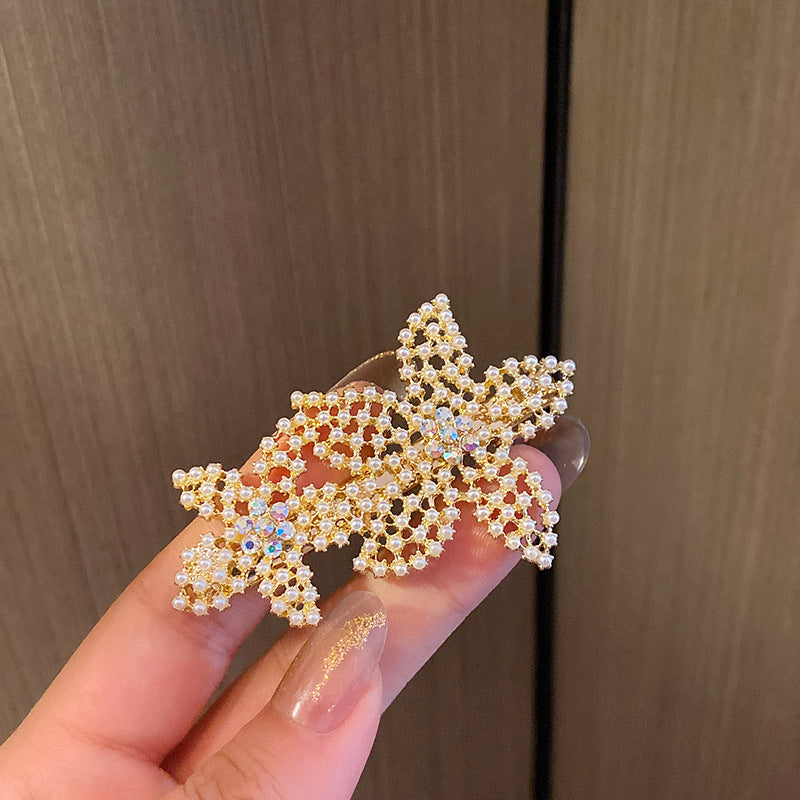 Pearl Large Star Clip Hair Clip Korea ins Fashionable Light Luxury Shark Clip Hair Claw Back of Head Side Hair Accessory for Women