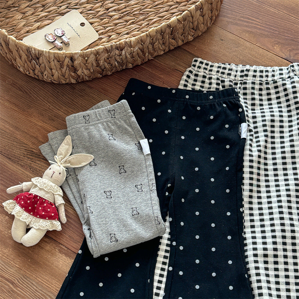 Sweet Little Girl Flared Pants Stylish Spring and Autumn New Baby Outerwear Leggings Korean Version Infant Children's Casual Long Pants