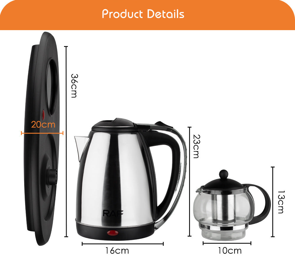 European Standard Cross-Border Tea Set Electric Kettle Stainless Steel Insulated Electric Kettle Tea Set Tray