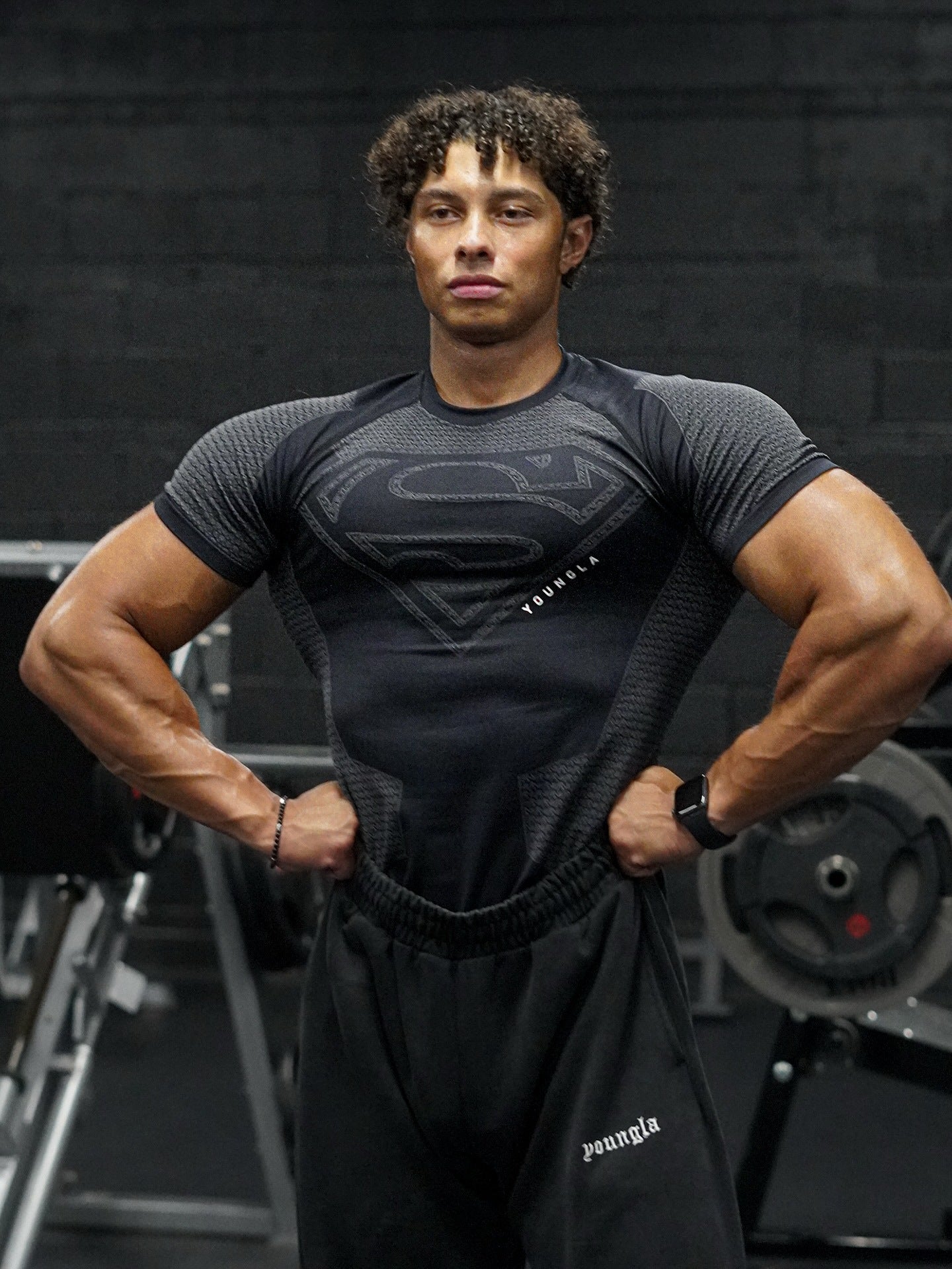 YOUNGLA New American-style Muscle Fitness Men's Sports Short Sleeve Casual Running Quick-dry Breathable Tight-fitting Shirt t T-shirt
