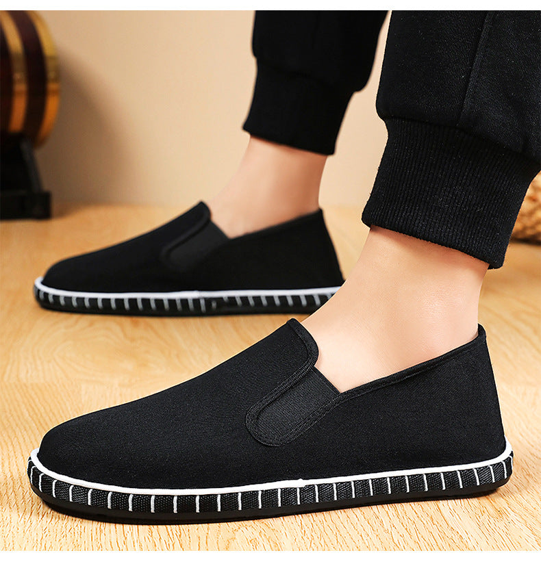 Old Beijing Cloth Shoes for Men, Spring New Breathable Comfortable Handmade Traditional Thousand-Layer Men's Cloth Shoes, Slip-On Lightweight Wear-Resistant