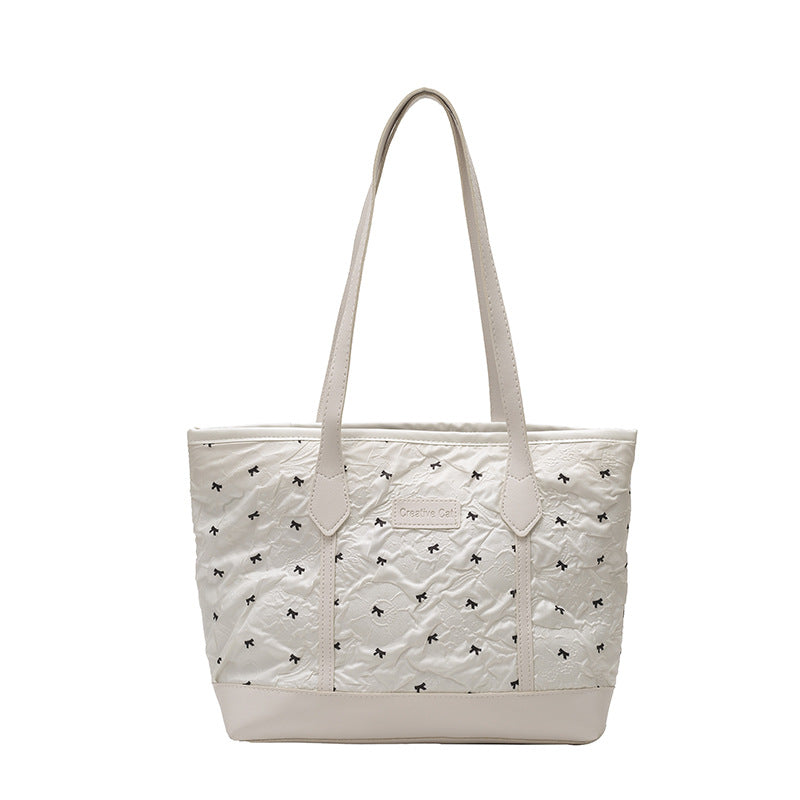 Class Commuting Tote Bag Large Capacity Heart Summer Stylish2025New style casual bowknot single shoulder underarm bag