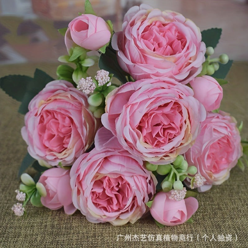 Artificial Bouquet Persian Rose5Head Bouquet Persian Rose Artificial Flower Wedding Arrangement Bride Handheld Flower Furniture Display
