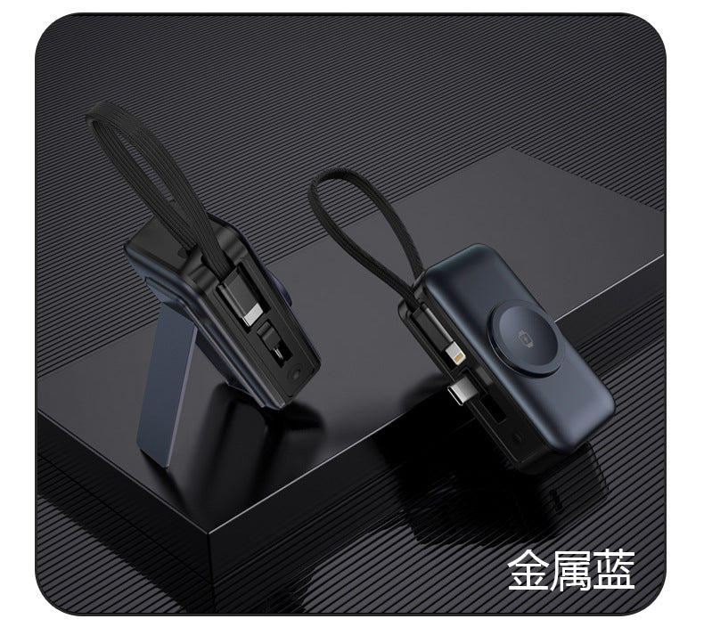 3-in-1 Magnetic Wireless Charger5000mAh Built-in Cable Portable Power Bank for Watches and Phones Wireless Charging Dropshipping