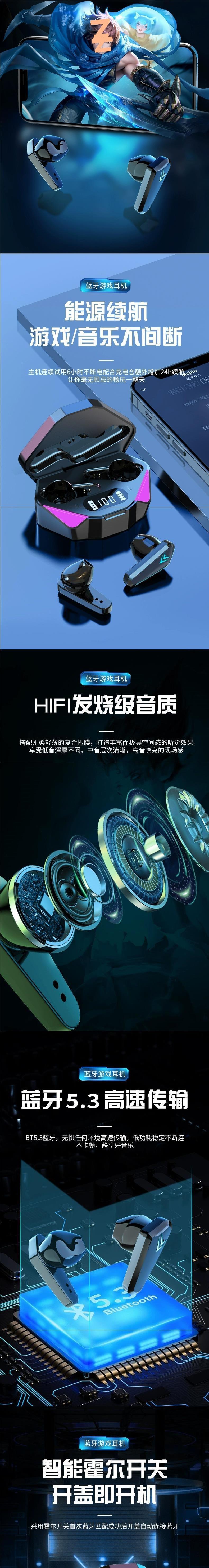 2024New Year's True Wireless Bluetooth Headset Gaming E-Sports PUBG In-Ear Long Battery Life No Delay Wholesale