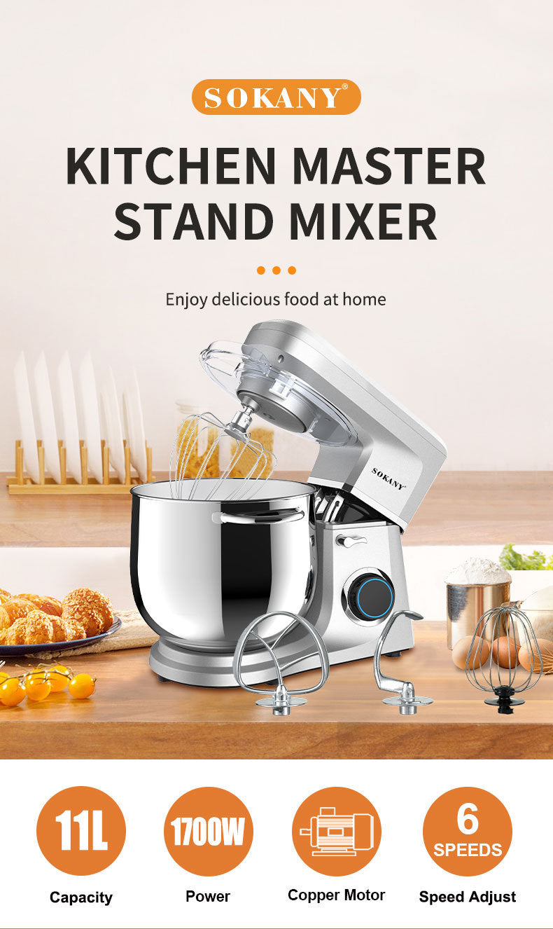 Export Stainless Steel11L Dough Mixer Household Dough Kneading Machine Chef Machine Egg Beater Stand Mixer 269